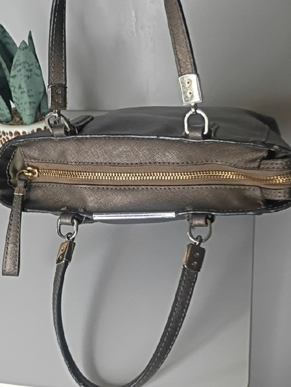 Coach Madison Saffiano Mini North South Tote Bronze Purse Bag